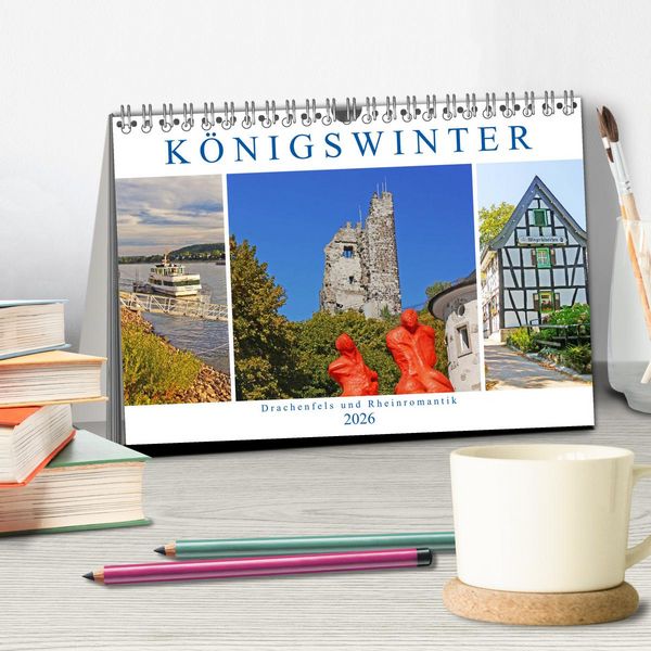 Produktbild: K&ouml;nigswinter. Drachenfels und Rheinromantik (Tischkalender 2026 DIN A5 quer), CALVENDO Monatskalender