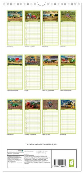 Produktbild: Familienplaner 2026 - Landwirtschaft - die Zukunft ist digital mit 5 Spalten (Wandkalender, 21 x 45 cm) CALVENDO