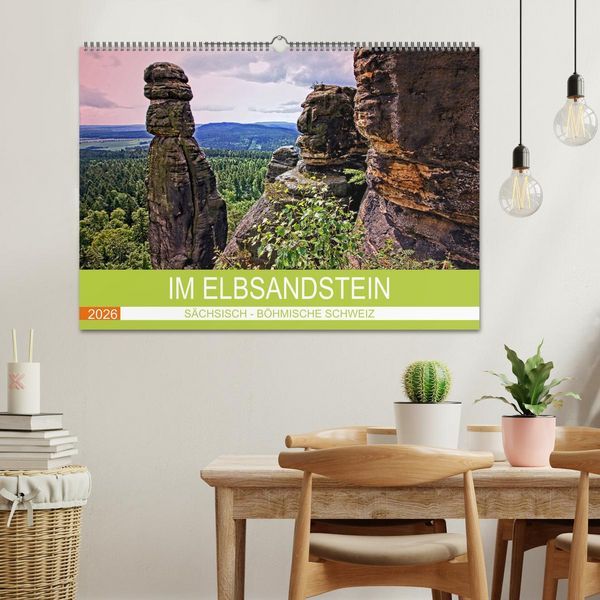 Produktbild: Im Elbsandstein - S&auml;chsisch-b&ouml;hmische Schweiz (Wandkalender 2026 DIN A2 quer), CALVENDO Monatskalender