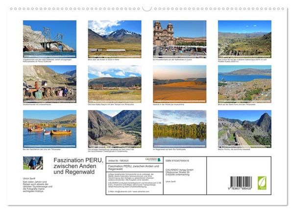 Produktbild: Faszination PERU, zwischen Anden und Regenwald (hochwertiger Premium Wandkalender 2026 DIN A2 quer), Kunstdruck in Hochglanz