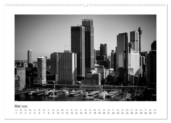 Produktbild: SYDNEY Monochrom (hochwertiger Premium Wandkalender 2026 DIN A2 quer), Kunstdruck in Hochglanz