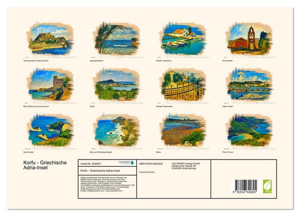 Produktbild: Korfu - Griechische Adria-Insel (hochwertiger Premium Wandkalender 2026 DIN A2 quer), Kunstdruck in Hochglanz