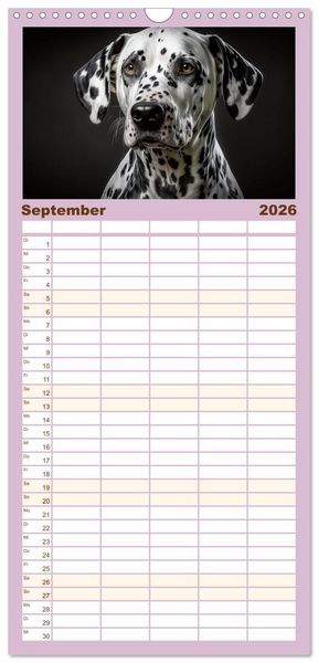 Produktbild: Familienplaner 2026 - Hunde Portr&auml;ts mit 5 Spalten (Wandkalender, 21 x 45 cm) CALVENDO