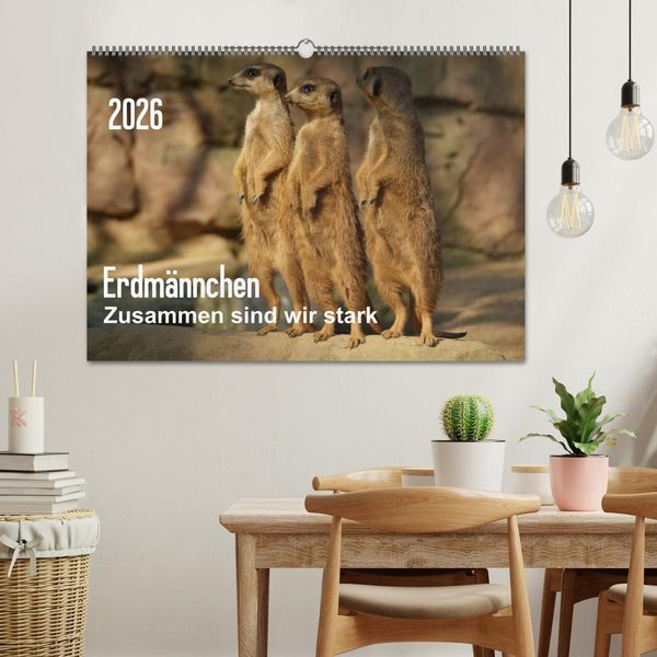 Produktbild: Erdm&auml;nnchen &ndash; Zusammen sind wir stark (Wandkalender 2026 DIN A2 quer), CALVENDO Monatskalender