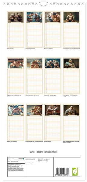 Produktbild: Familienplaner 2026 - Sumo - Japans schwere Ringer mit 5 Spalten (Wandkalender, 21 x 45 cm) CALVENDO
