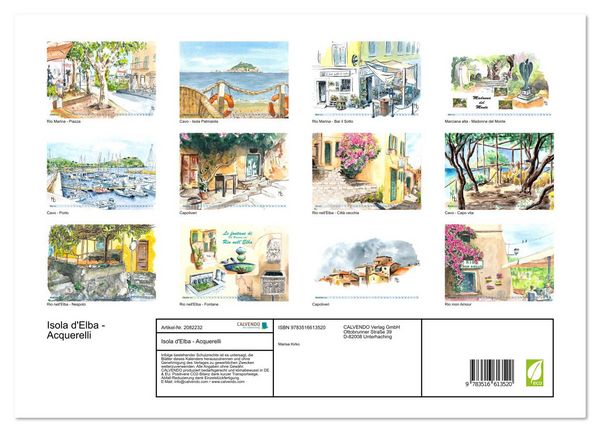 Produktbild: Isola d'Elba - Acquerelli (hochwertiger Premium Wandkalender 2026 DIN A2 quer), Kunstdruck in Hochglanz