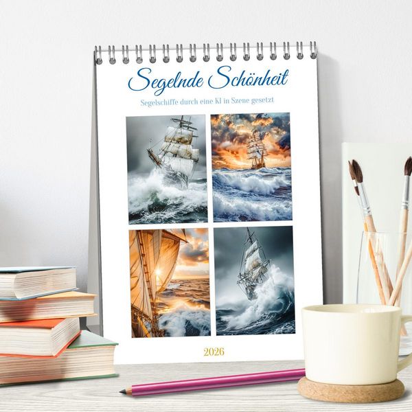 Produktbild: Segelnde Sch&ouml;nheit (Tischkalender 2026 DIN A5 hoch), CALVENDO Monatskalender