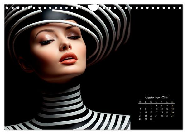 Produktbild: Haute Couture - Wei&szlig; trifft Schwarz (Wandkalender 2026 DIN A4 quer), CALVENDO Monatskalender