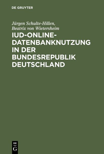 Produktbild: IuD-online-Datenbanknutzung in der Bundesrepublik Deutschland