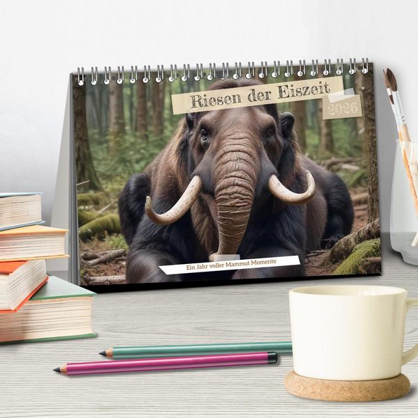 Produktbild: Riesen der Eiszeit &ndash; Ein Jahr voller Mammut Momente (Tischkalender 2026 DIN A5 quer), CALVENDO Monatskalender