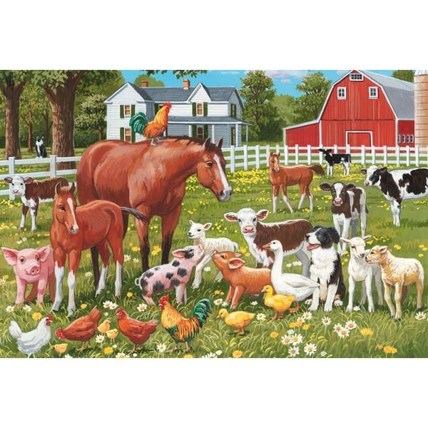 Schmidt 56590 - Tiere auf dem Land, Easy to Puzzle, Kinderpuzzle mit Poster, 150 Teile
