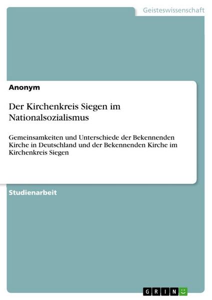 Produktbild: Der Kirchenkreis Siegen im Nationalsozialismus