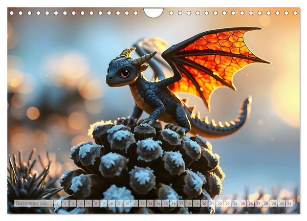 Produktbild: Regenbogenschuppen - Die geheime Welt der magischen Miniatur Drachen (Wandkalender 2026 DIN A4 quer), CALVENDO Monatskalender
