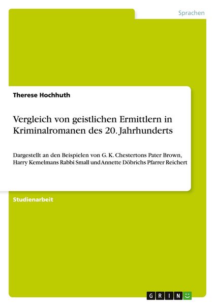 Produktbild: Vergleich von geistlichen Ermittlern in Kriminalromanen des 20. Jahrhunderts