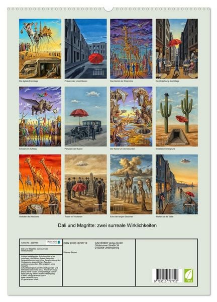 Produktbild: Dali und Magritte: zwei surreale Wirklichkeiten (hochwertiger Premium Wandkalender 2027 DIN A2 hoch), Kunstdruck in Hochglanz