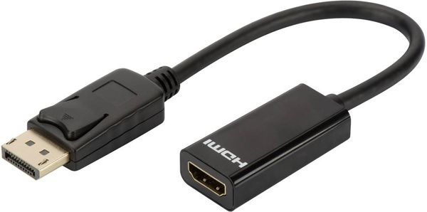 Digitus AK-340400-001-S DisplayPort / HDMI Adapter [1x DisplayPort Stecker - 1x HDMI-Buchse] Schwarz 15.00 cm
