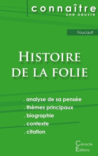 Produktbild: Fiche de lecture Histoire de la folie de Foucault (analyse philosophique et r&eacute;sum&eacute; d&eacute;taill&eacute;)
