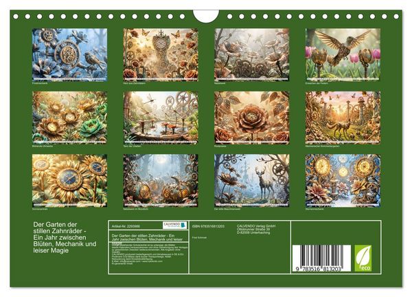 Produktbild: Der Garten der stillen Zahnr&auml;der - Ein Jahr zwischen Bl&uuml;ten, Mechanik und leiser Magie (Wandkalender 2027 DIN A4 quer), CALVENDO Monatskalender