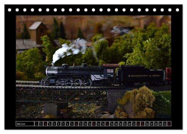 Produktbild: Amerikanische Modelleisenbahnen (Tischkalender 2026 DIN A5 quer), CALVENDO Monatskalender