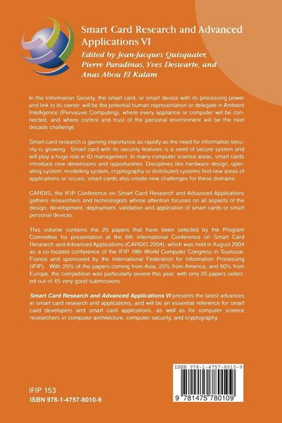 Produktbild: Smart Card Research and Advanced Applications VI
