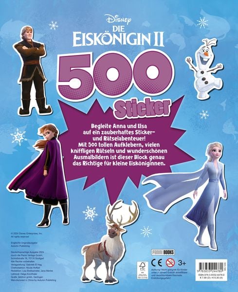 Produktbild: Disney Die Eisk&ouml;nigin 2: 500 Sticker - Stickern - R&auml;tseln - Ausmalen