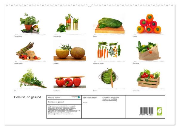 Produktbild: Gem&uuml;se, so gesund (hochwertiger Premium Wandkalender 2026 DIN A2 quer), Kunstdruck in Hochglanz