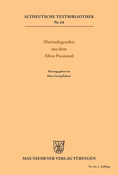 Marienlegenden aus dem Alten Passional, Taschenbuch von , De Gruyter, 9783484200388