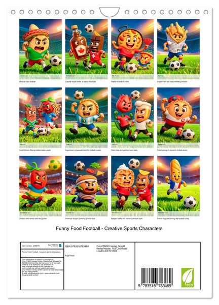 Produktbild: Funny Food Football - Creative Sports Characters (Wall Calendar 2027 DIN A4 portrait), CALVENDO 12 Month Wall Calendar