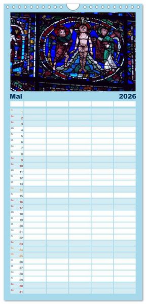 Produktbild: Familienplaner 2026 - Bilder aus Licht - Notre Dame de Chartres mit 5 Spalten (Wandkalender, 21 x 45 cm) CALVENDO