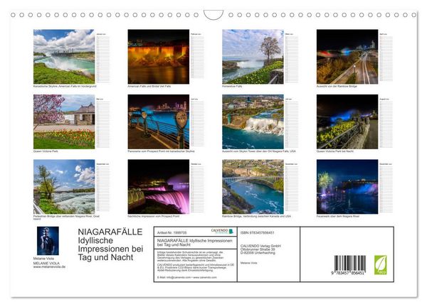 Produktbild: NIAGARAF&Auml;LLE Idyllische Impressionen bei Tag und Nacht (Wandkalender 2026 DIN A3 quer), CALVENDO Monatskalender