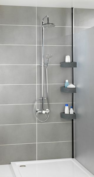 Produktbild: Teleskop-Eckregal Mod. Villata, mit 3 K&ouml;rben aus hochwertigem Polyresin