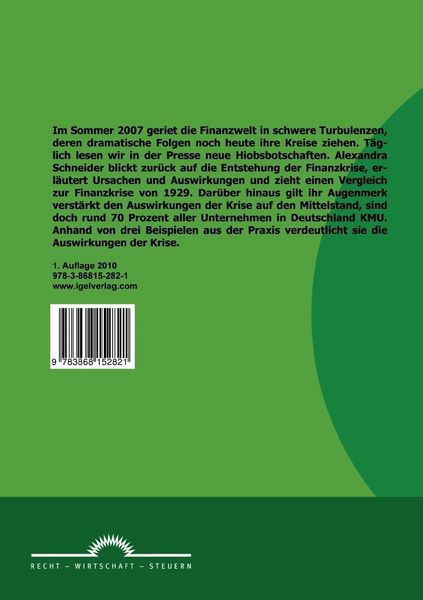 Produktbild: Die Finanzkrise und ihre Auswirkungen auf den Mittelstand