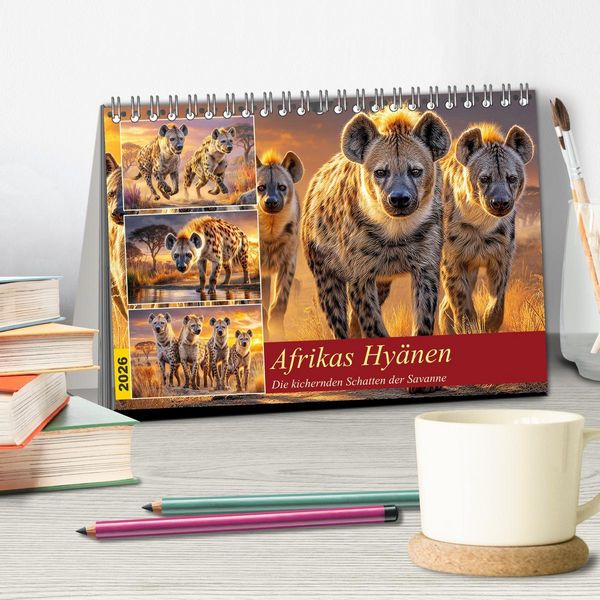 Produktbild: Afrikas Hy&auml;nen. Die kichernden Schatten der Savanne (Tischkalender 2026 DIN A5 quer), CALVENDO Monatskalender