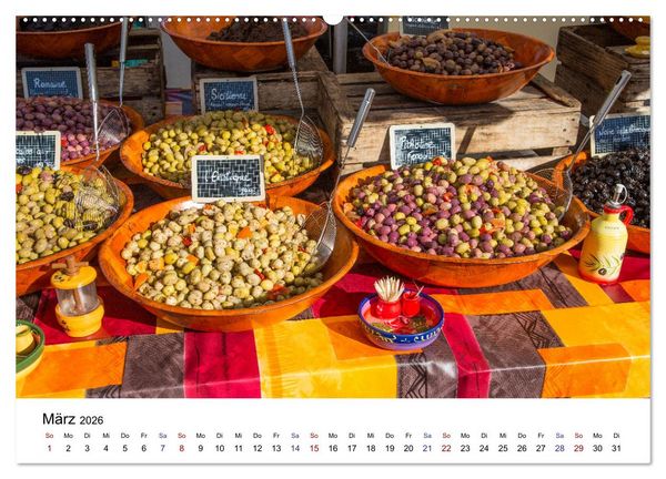 Produktbild: March&eacute; hebdomadaire - Ein Rundgang &uuml;ber einen franz&ouml;sischen Wochenmarkt (Wandkalender 2026 DIN A2 quer), CALVENDO Monatskalender