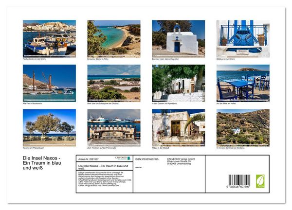 Produktbild: Die Insel Naxos - Ein Traum in blau und wei&szlig; (Wandkalender 2026 DIN A3 quer), CALVENDO Monatskalender