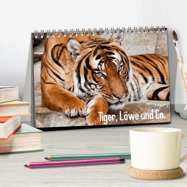 Produktbild: Tiger, L&ouml;we und Co. (Tischkalender 2026 DIN A5 quer), CALVENDO Monatskalender