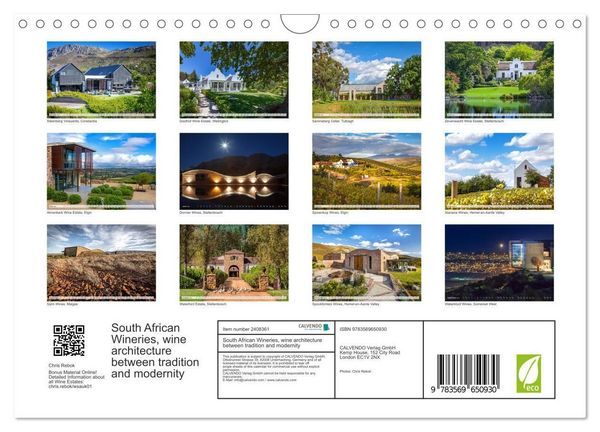 Produktbild: South African Wineries, wine architecture between tradition and modernity (Wall Calendar 2027 DIN A4 landscape), CALVENDO 12 Month Wall Calendar