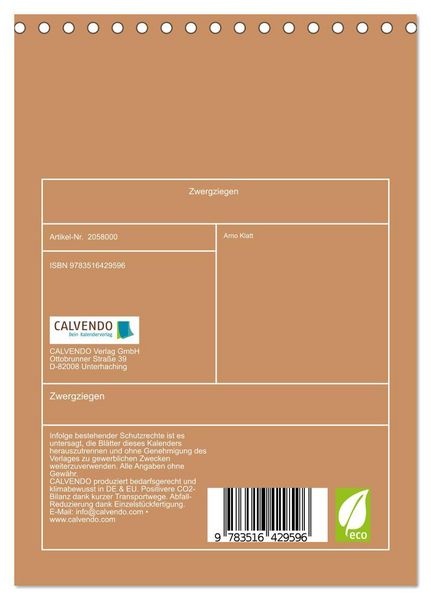Produktbild: Zwergziegen (Tischkalender 2026 DIN A5 hoch), CALVENDO Monatskalender