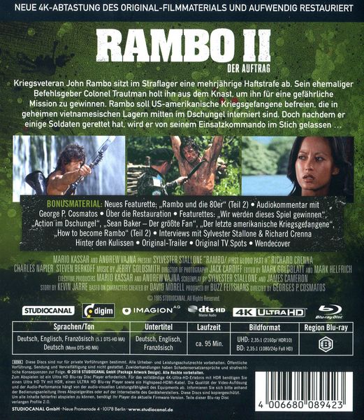 Produktbild: Rambo II - Der Auftrag / Uncut (4K Ultra HD)