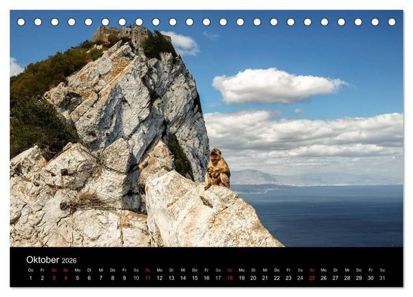 Produktbild: Gibraltar - der Affenfelsen (Tischkalender 2026 DIN A5 quer), CALVENDO Monatskalender