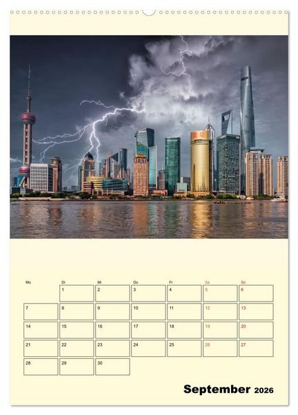 Produktbild: Metropolen im Gewitter (Wandkalender 2026 DIN A2 hoch), CALVENDO Monatskalender