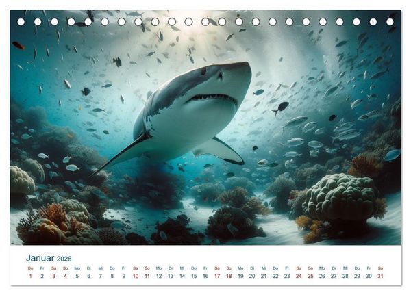 Produktbild: Wei&szlig;e Haie (Tischkalender 2026 DIN A5 quer), CALVENDO Monatskalender