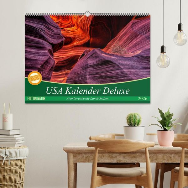 Produktbild: USA Kalender Deluxe (Wandkalender 2026 DIN A2 quer), CALVENDO Monatskalender