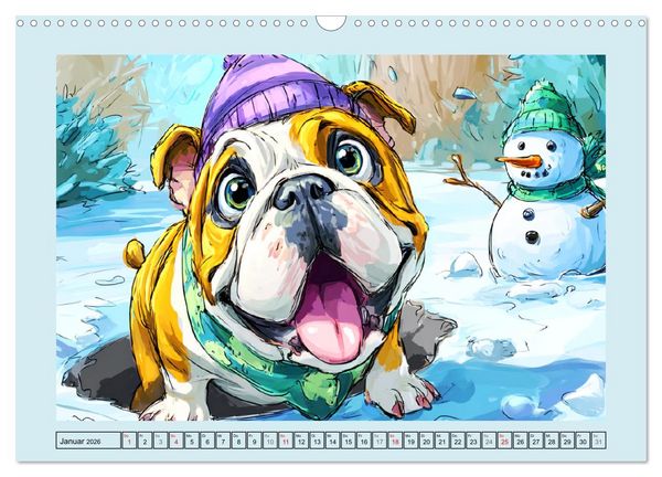 Produktbild: Bulldoggen. Lustige Cartoons von beliebten Charakterk&ouml;pfen (Wandkalender 2026 DIN A3 quer), CALVENDO Monatskalender