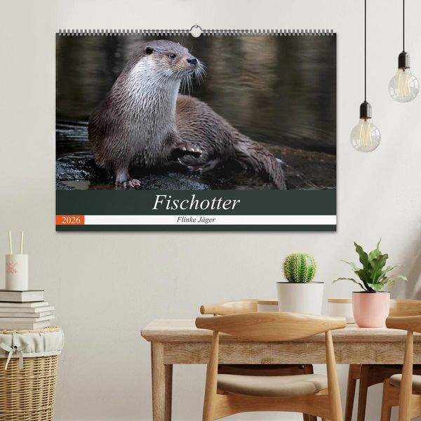 Produktbild: Fischotter, flinke J&auml;ger (Wandkalender 2026 DIN A2 quer), CALVENDO Monatskalender