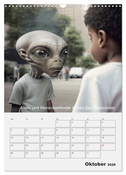 Produktbild: Aliens sind gelandet. Wie k&ouml;nnte diese Zukunftsvision f&uuml;r uns Menschen aussehen? (Wandkalender 2026 DIN A3 hoch), CALVENDO Monatskalender