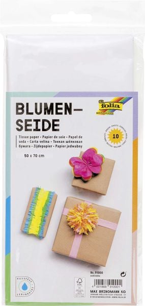 Folia Blumenseide 20g/m², 50x70cm, 10 Bogen, weiß