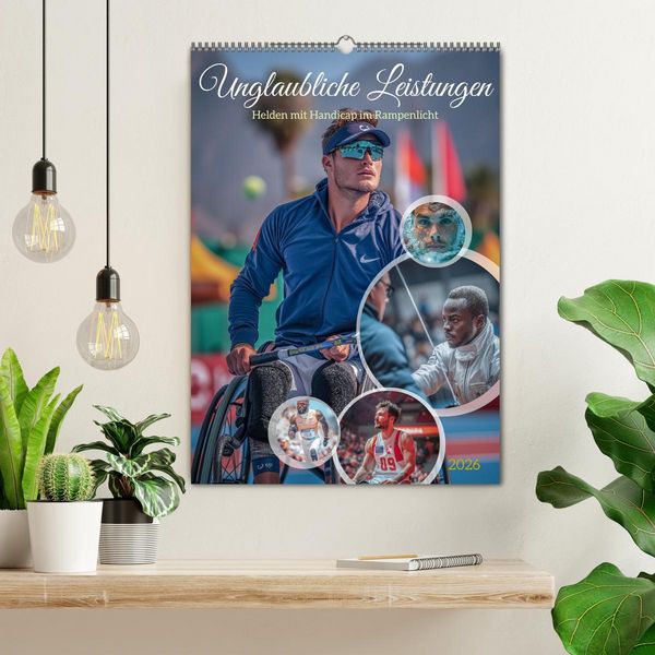 Produktbild: Unglaubliche Leistungen - Helden mit Handicap im Rampenlicht (Wandkalender 2026 DIN A2 hoch), CALVENDO Monatskalender