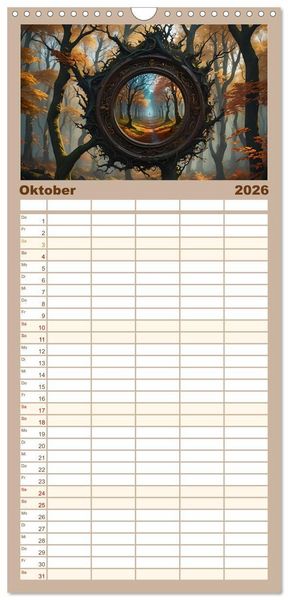 Produktbild: Familienplaner 2026 - Portale in fremde Welten - Mystische Pforten mit 5 Spalten (Wandkalender, 21 x 45 cm) CALVENDO