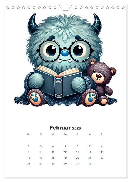 Produktbild: Kuschelmonsterzeit (Wandkalender 2026 DIN A4 hoch), CALVENDO Monatskalender